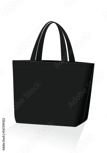 Black tote bag template on white background, vector file