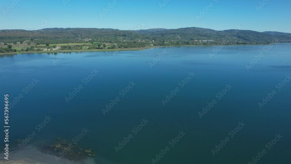 SAPANCA LAKE in SAPANCA, SAKARYA, TURKEY. Beautiful lake landscape. Aerial view with drone. SAPANCA LAKE in SAPANCA, SAKARYA, TURKEY. Beautiful lake landscape. Aerial view with drone.