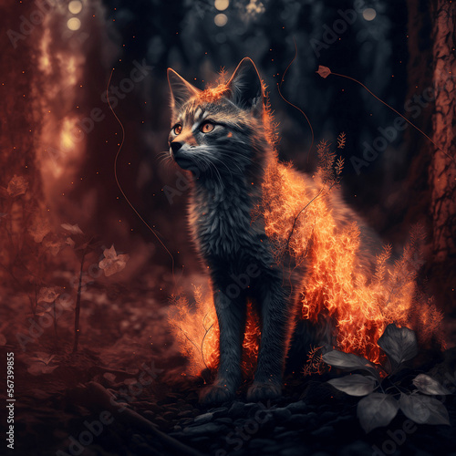 A fire cat with Generative AI