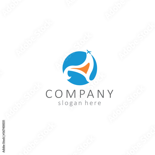 logo travel the shape of the logo is the letter A. and there is an aircraft icon.