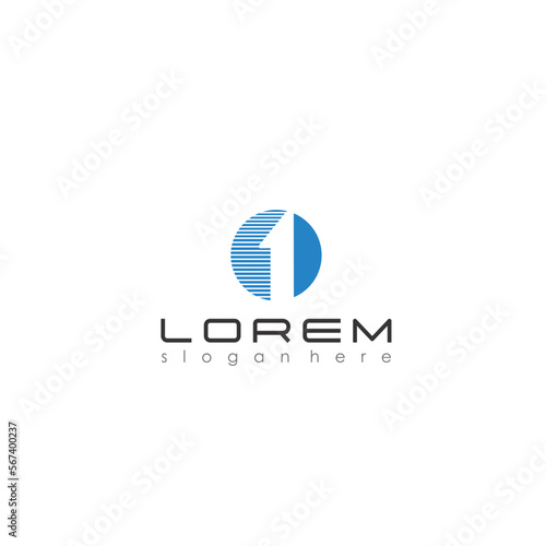 circle logo design with hidden symbol numbers 1. With lines meaning speed.