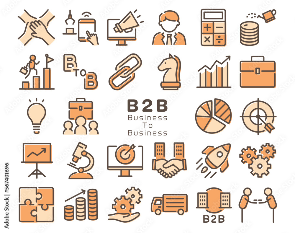 B2B(Business to Business)カラフルなラインアイコンセット B2B(Business to Business)カラフルなラインアイコンセット