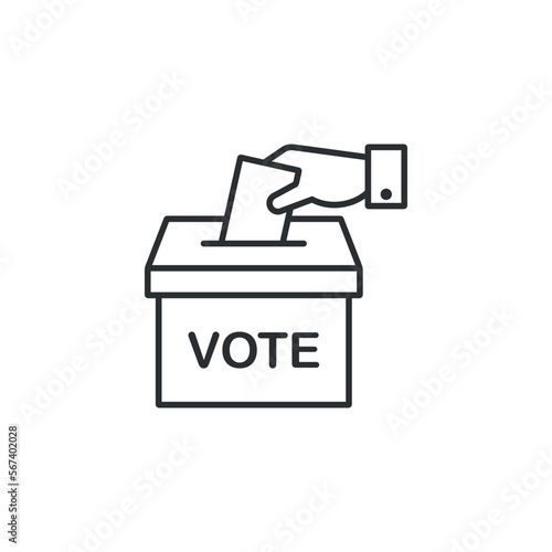 Hand voting ballot box icon. Election vector illustration. photo