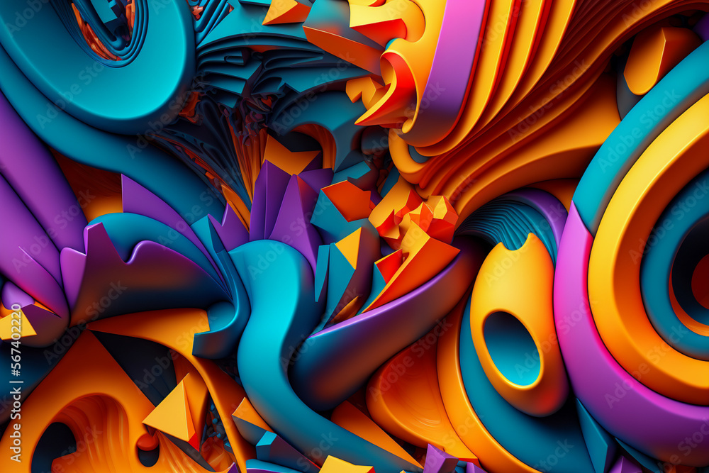 Abstract background of multicolored 3d geometric lines tunnels and circles mixing with each other. Generative Ai Abstract background of multicolored 3d geometric lines tunnels and circles mixing with each other. Generative Ai