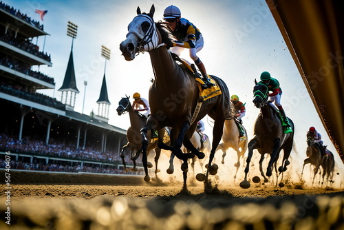 Fotografia, Obraz Horses racing at the Kentucky derby