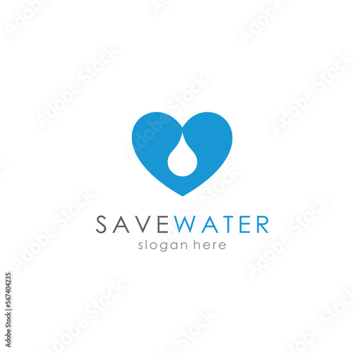 logo save water, keep water clean. love and water logo icon. 
