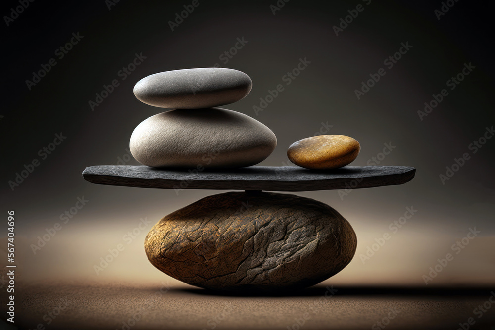 Photo & Art Print Zen stones, pebbles stack, balance and stability