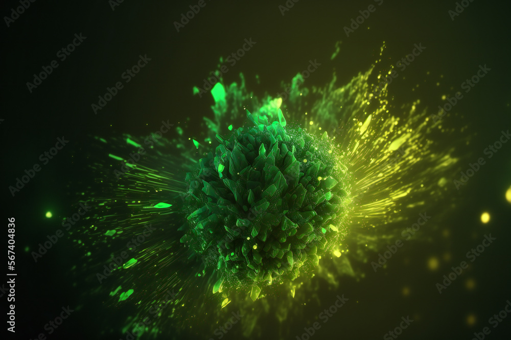 Fototapeta premium Bright Abstract Green background illustration - Vector geometric shape - can be used as texture, background or wallpaper - Green 3d elements - Generative AI.