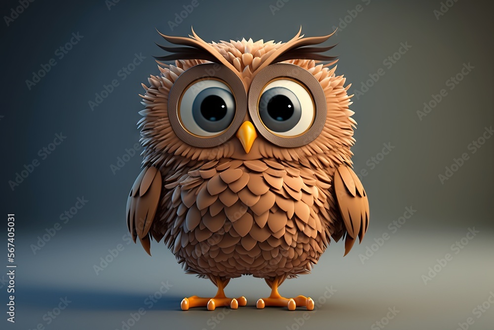 Obraz premium Cute owl genrative AI