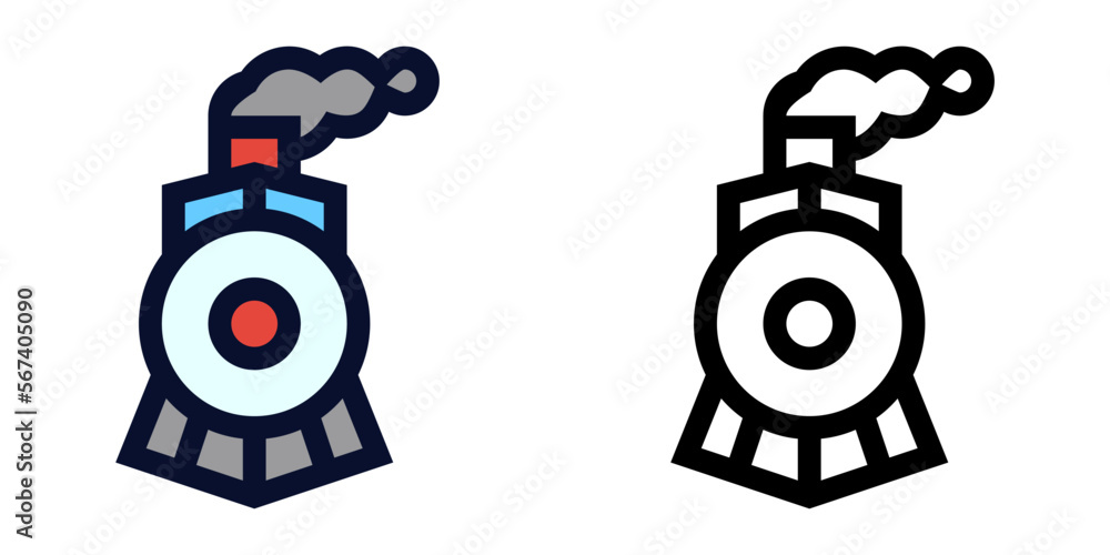 Steam Train. Color and Line Icons
Steam Train. Color and Line Icons