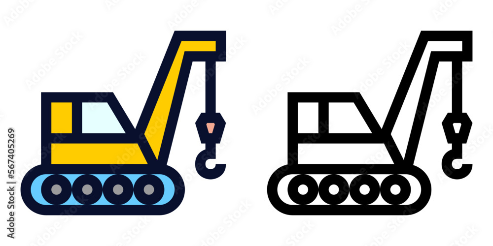 Crawler Crane. Color and Line Icons
Crawler Crane. Color and Line Icons