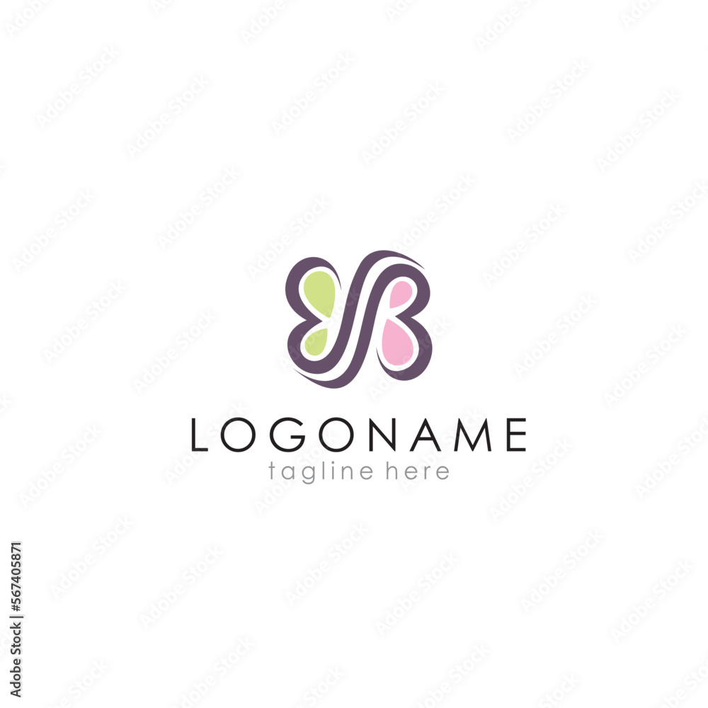 logo initial B with butterfly shape