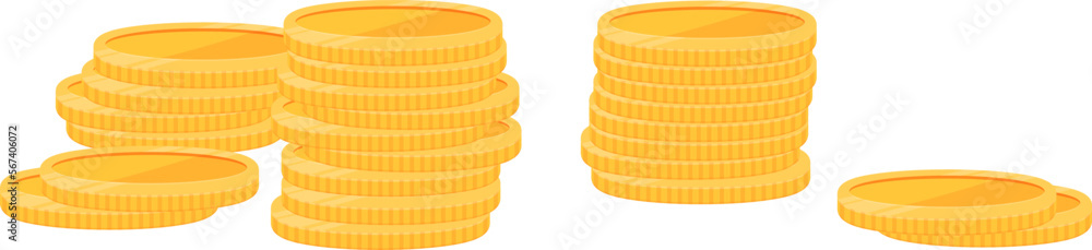 Golden coin stacks. Money cash cartoon icon Golden coin stacks. Money cash cartoon icon