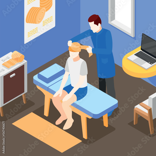 Bandage Applying Isometric Illustration