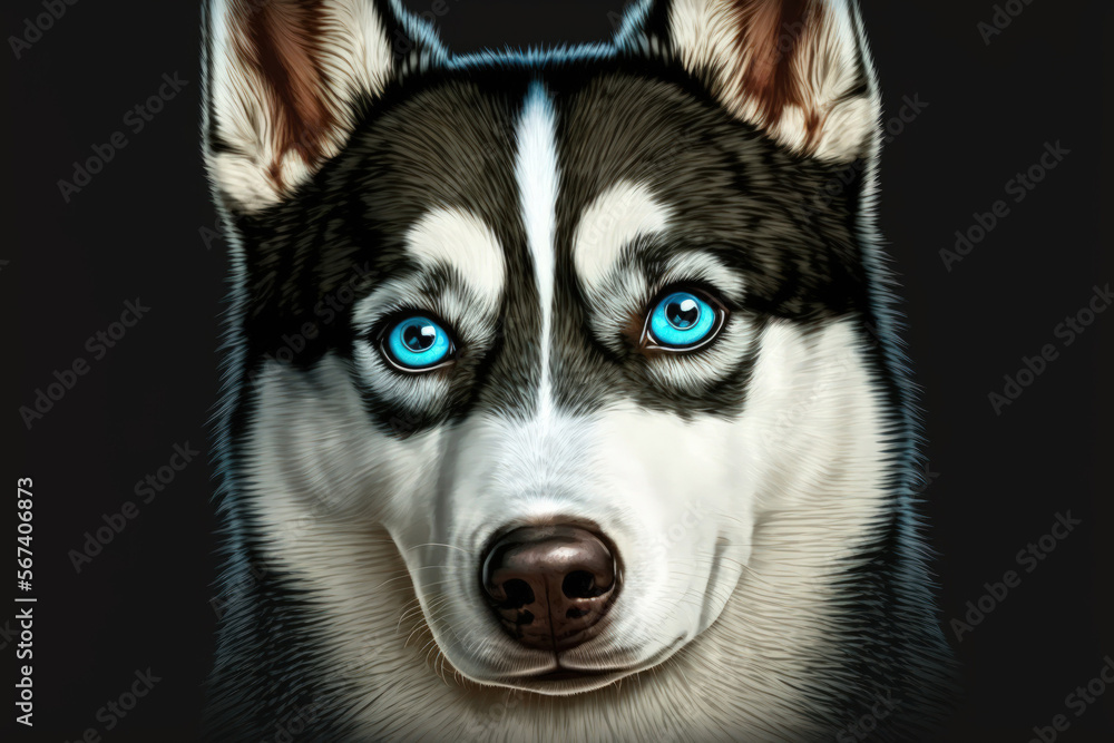 bluish eyes Russian Husky. Generative AI