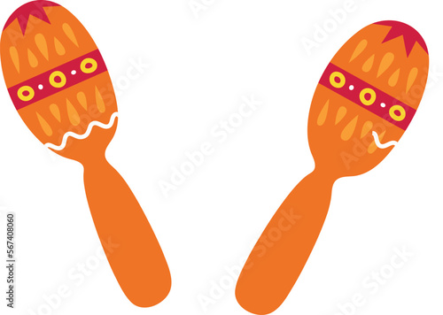 Wooden maracas icon. Traditional latin music instruments