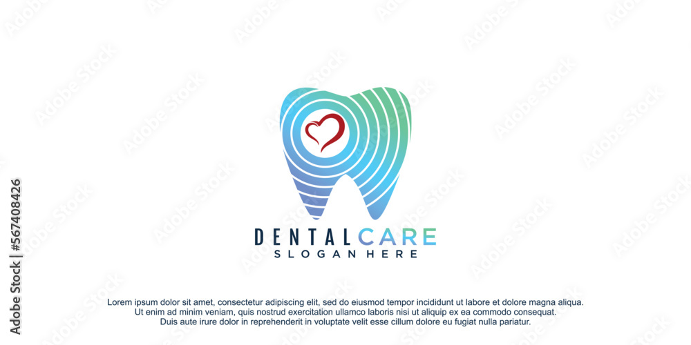 Dental care logo with love concept design icon vector icon illustration Dental care logo with love concept design icon vector icon illustration