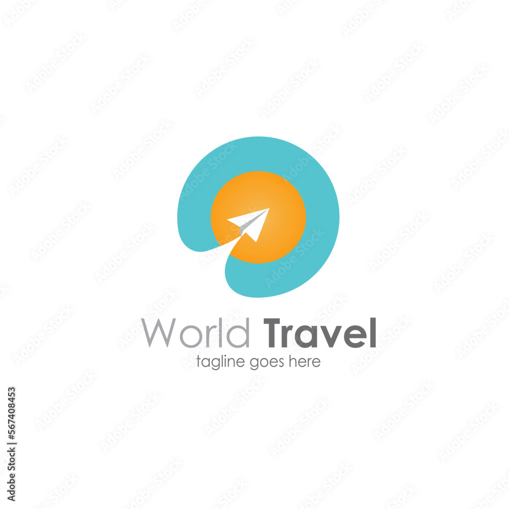 travel logo design, a paper airplane icon on a journey around the world travel logo design, a paper airplane icon on a journey around the world