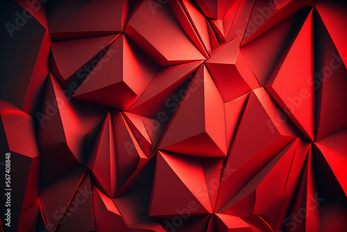 Bright Abstract Red background illustration - Vector geometric shape - can be used as texture, background or wallpaper - Red 3d elements - Generative AI.