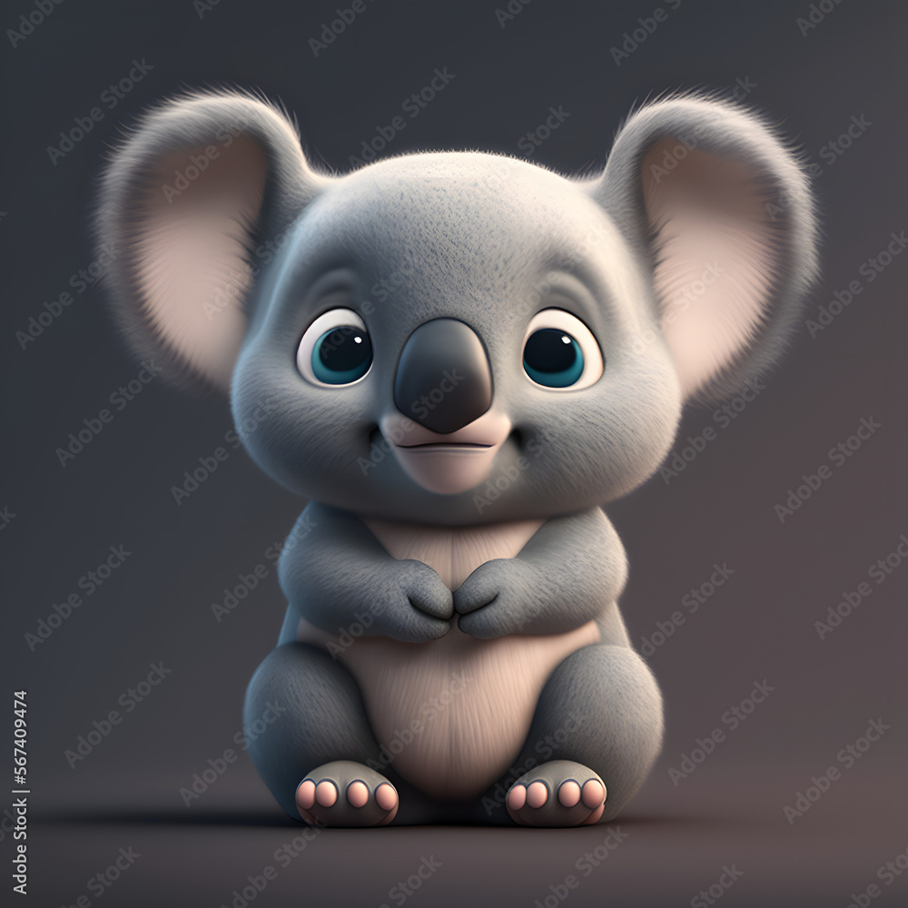 Fototapeta premium Cute Koala Character 3D Rendered