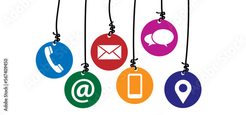 Contact us or call us symbols Social Media network icons for business communication Marketing chatting or messenger, mail, blog, chat, talk. Service icon.