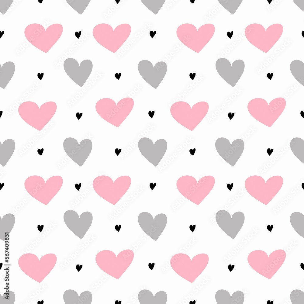 Romantic seamless pattern. Background for Valentin's day with hearts