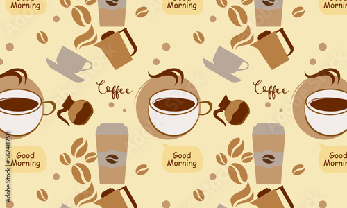 Wallpaper Mural Hand Drawn Coffee Seamless Pattern with Lettering Vector Background
 Torontodigital.ca