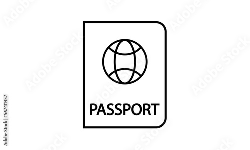 Black and white passport icon. Document symbol. Vector graphics for decoration.
