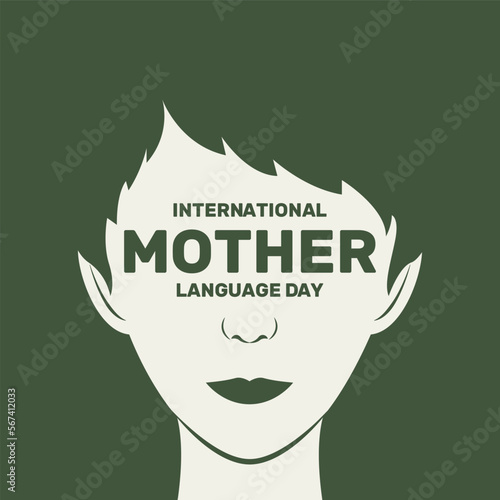 Vector illustration of International Mother Language Day with woman face