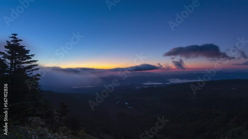 夜明けのタイムラプス　雲海　渋峠