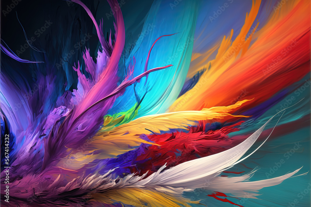 Obraz premium feathers as color art, modern style, generative ai technology