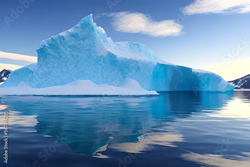 Impressive iceberg with blue ice and beautiful reflection on water in Antarcticmade with. Generative AI