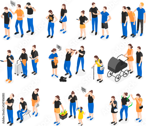 Queue Isometric Icon Set