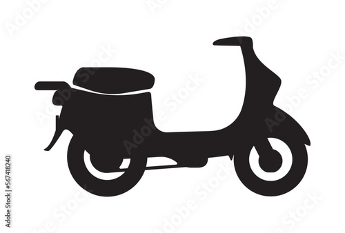 Moped motorcycle icon vector, black on white background