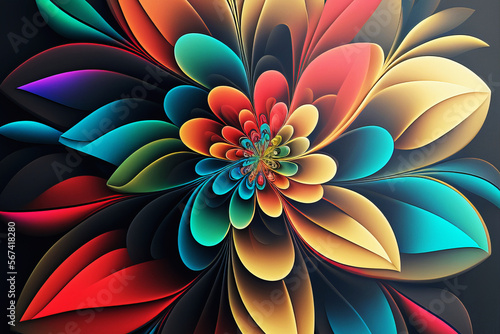 Beautiful abstract colorful flower design  Generative AI 