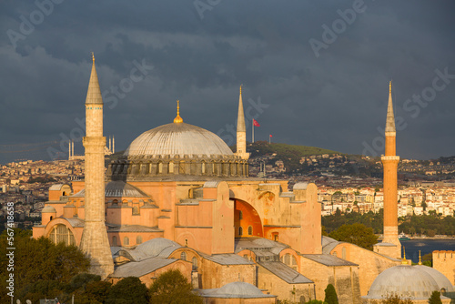 Approaching storm, Hagia Sophia Grand Mosque, 360 AD, UNESCO World Heritage Site, Istanbul, Turkey, Europe