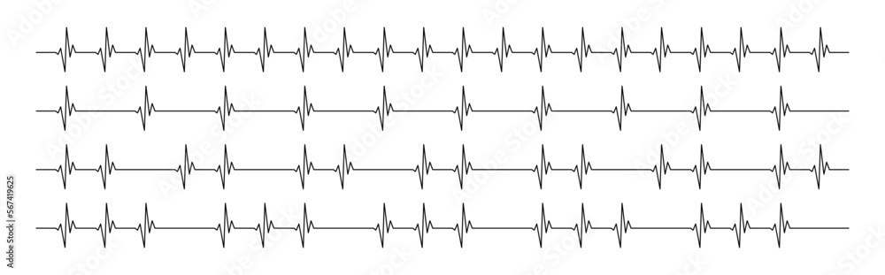 Editable line, ecg, ekg design, cardio diagnosis vector set. Heart rhythm long line vector design to use in healthcare, healthy lifestyle, medicine, ekg, ecg concept illustration projects. Editable line, ecg, ekg design, cardio diagnosis vector set. Heart rhythm long line vector design to use in healthcare, healthy lifestyle, medicine, ekg, ecg concept illustration projects.
