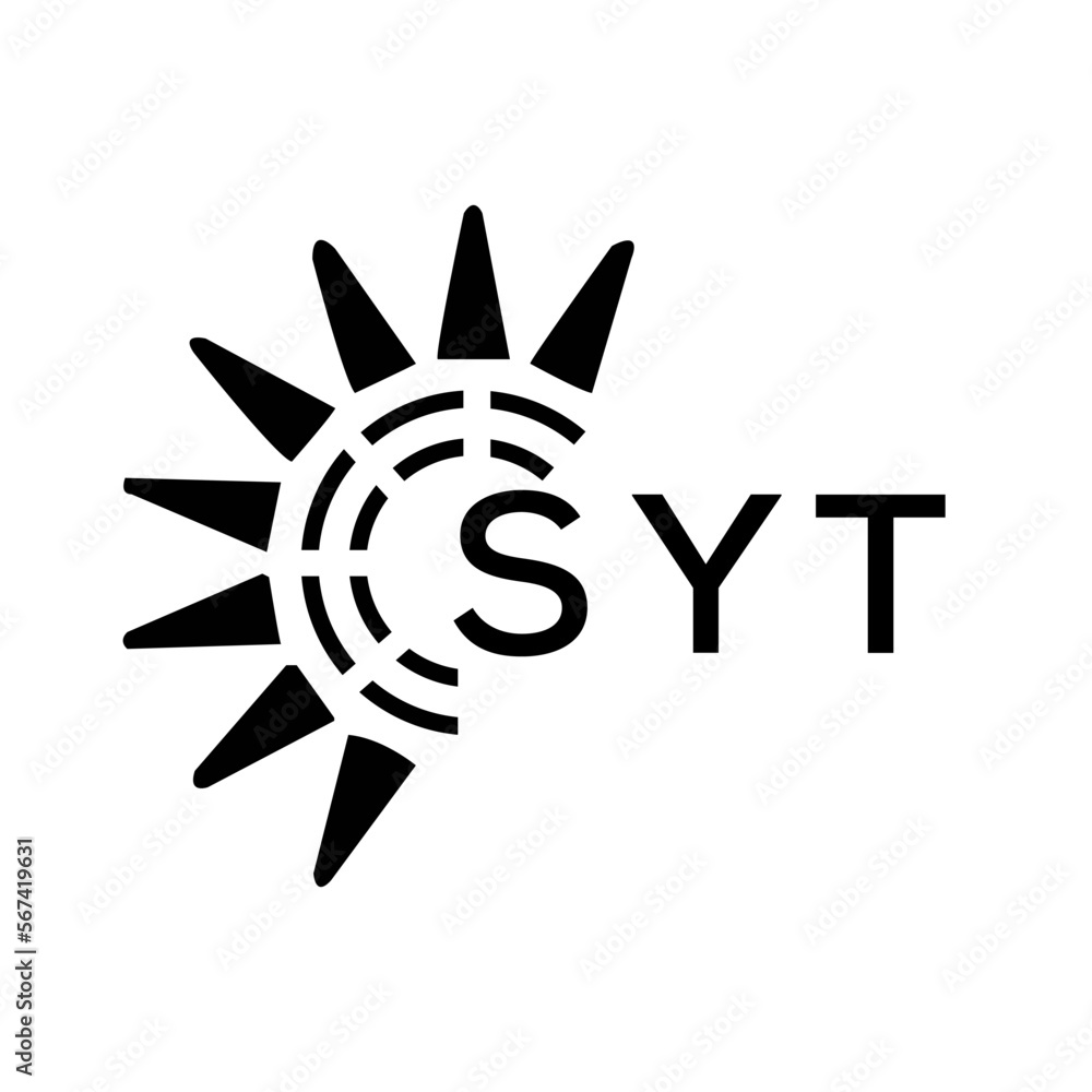 SYT letter logo. SYT image on white background and black letter. SYT