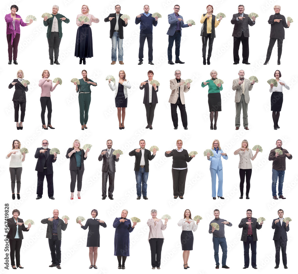 group of successful business people with money isolated group of successful business people with money isolated