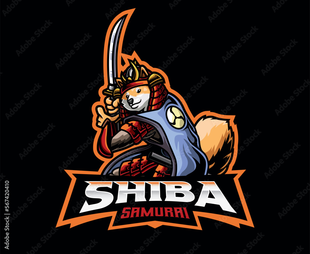 Shiba Inu Samurai Mascot Logo Design