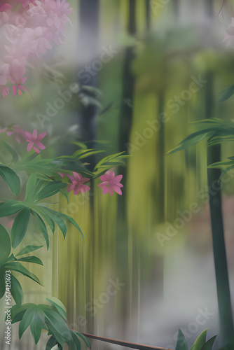 Forest in the spring. Background  wallpaper. Generative AI