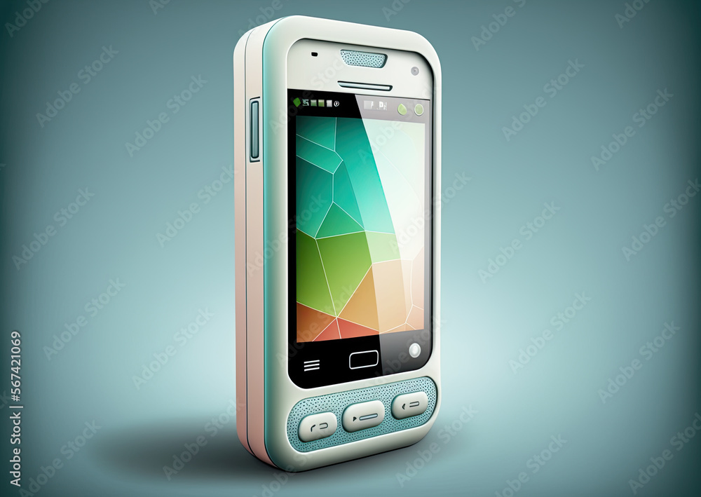 a smartphone isolated on a light background. Generative AI a smartphone isolated on a light background. Generative AI