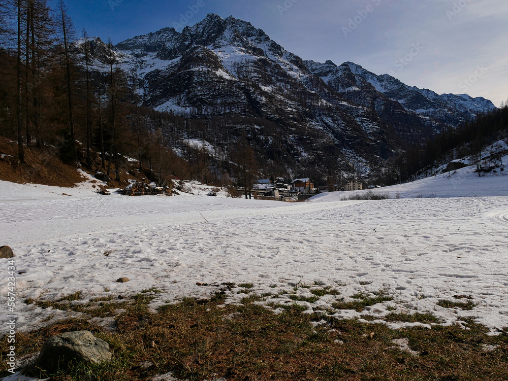 Winter around Gressoney-Saint-Jean, Valle d'Aosta,Italy.