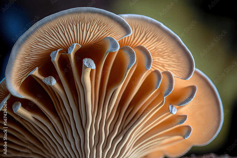 closeup of a mushroom. macro. Generative AI closeup of a mushroom. macro. Generative AI