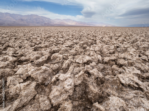 The Devil's Golf Course, a large salt pan filled with halite salt crystal, Death Valley National Park, California, United States of America, North America