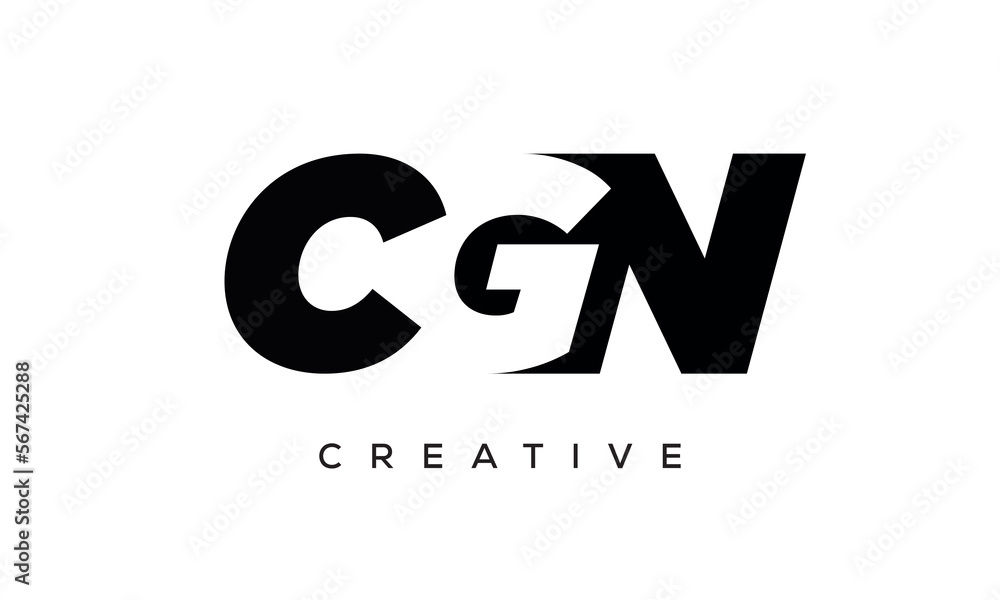 CGN letters negative space logo design. creative typography monogram vector CGN letters negative space logo design. creative typography monogram vector