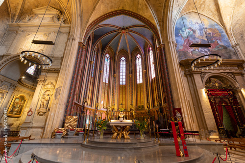 Interior of Aix Cathedral, Aix-en-Provence, Bouches-du-Rhone, Provence-Alpes-Cote d'Azur, France, Western Europe photo
