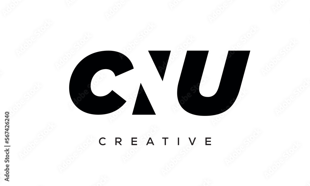 CNU letters negative space logo design. creative typography monogram vector CNU letters negative space logo design. creative typography monogram vector
