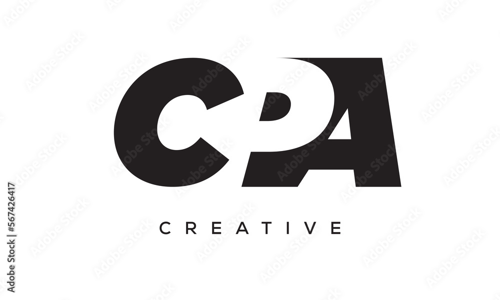 CPA letters negative space logo design. creative typography monogram vector CPA letters negative space logo design. creative typography monogram vector