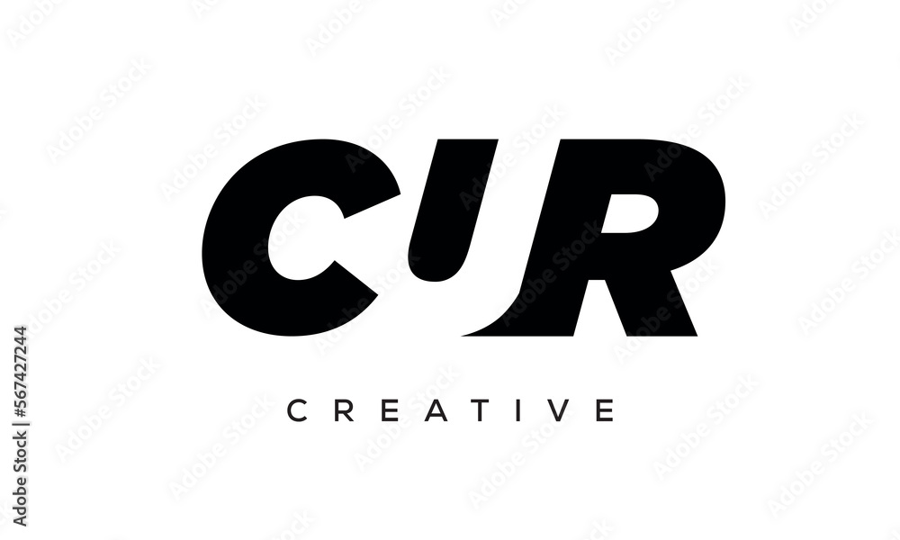 CUR letters negative space logo design. creative typography monogram vector CUR letters negative space logo design. creative typography monogram vector